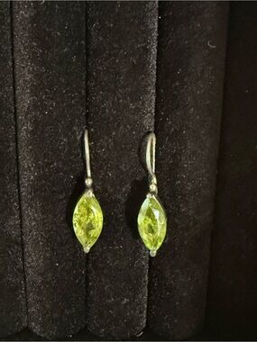 Marquise Bright Green Drop Earrings with Hook